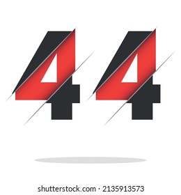 44 4 Number Logo Design with a Creative Cut and Black Circle Background. Creative logo design.