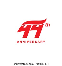 44 anniversary wave logo red