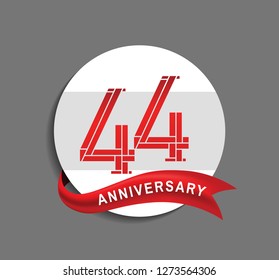 44 Anniversary White Circle Red Ribbon Stock Vector (Royalty Free ...