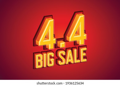 4.4 Big sale font expression pop art comic speech bubble. Vector illustration