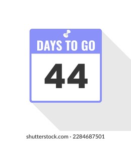 Icono de ventas de cuenta regresiva 44 días a la izquierda. Faltan 44 días para ir Banner promocional