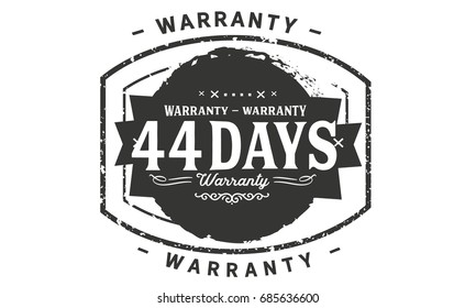 44 days warranty icon vintage rubber stamp guarantee