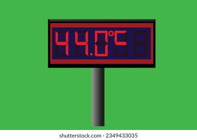 Celsius de 44 grados sobre termómetro digital o indicador de temperatura
