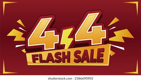 4.4 Flash Sale banner with bold typography, lightning effects, and a vibrant red-yellow color scheme, perfect for e-commerce promotions and special discount events