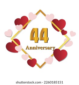 44 glänzende Goldnummer, Vektorset. Realistische romantische Schrift. Dekorative Nummern für Valentins, Mütter Tag, Hochzeitsbanner, Cover, Geburtstag oder Jubiläum, Feiertag.