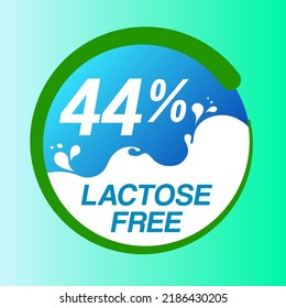 44% Lactose free icon sign vector illustration with blue green color and clean font