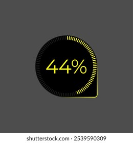 44% Loading. Ui Diagram vector. Download progress icon. Circle diagram interface. Forty four percent downloading.