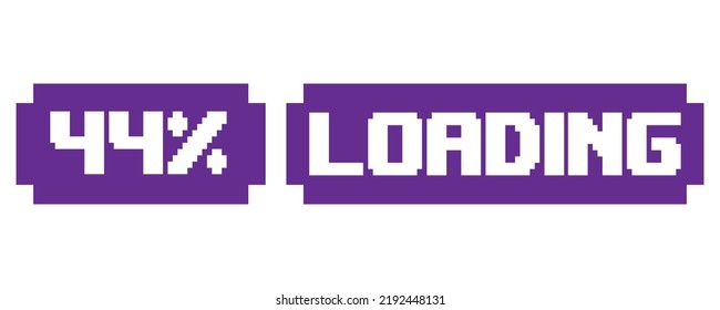 44% Loading vector art illustration percentage counter sign label with fantastic font and purple white color