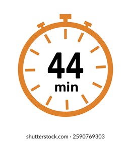 44 minute Timer, clock, icon vector stopwatch isolated icons. Countdown timer symbol.