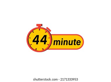 44 minute timers Clocks, Timer 44 min icon, countdown icon. Time measure. Chronometer icon isolated on white background