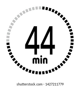 The 44 minutes countdown timer or digital counter timer clock vector icon. Stopwatch vector icon, digital timer.   For smartphone UI or UX countdown timer design.