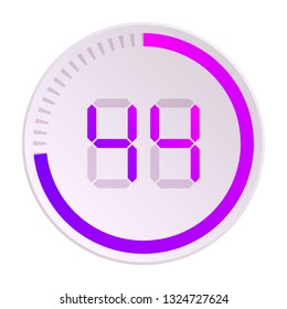 The 44 minutes, stopwatch vector icon, digital timer. Vector digital count down circle board with circle time pie diagram. Watch outline style design, designed for web and app.