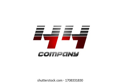 44 Number Logo Icon Design In Red Grey Gradient Color For Company And Business
