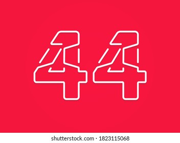 44 number. Modern trendy, creative style design. For logo, brand label, design elements, corporate identity, application etc. Isolated vector illustration          