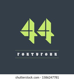 44 number shadow letter digit logo design