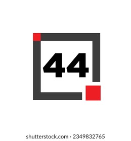 44 number with square icon. 44 dot monogram.