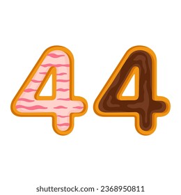 44 number sweet glazed doughnut vector illustration