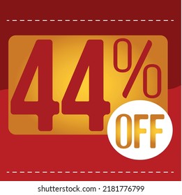 44% off. red and orange banner with floating balloon for promotions and offers
