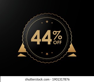 44% OFF Sale Discount Banner, 44 percent off isolated sticker