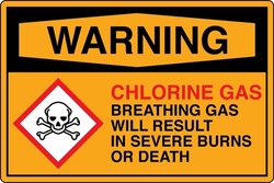 44 OSHA GHS Chemicals Label and Hazard WARNING Chlorine Gas Breathing Gas Will Result in Severe Burns or Death Horizontal