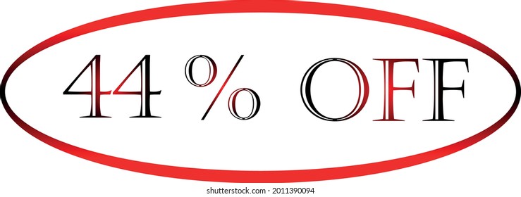 44% del símbolo vector rojo. símbolo de descuento, promoción de descuento, oferta de descuento de venta, publicidad de marketing, súper venta.