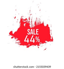 44 percent off sale with brush drawing color red vector