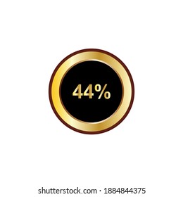 44 percent sign in gold color isolated on white background, illustration