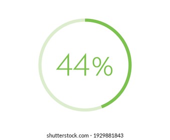 44% percentage infographic circle icons, 44 percents pie chart infographic elements for Illustration, business, web design