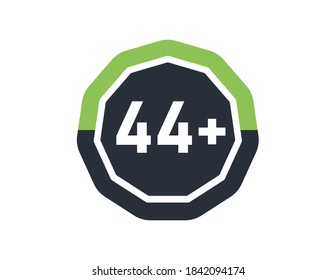 44 más aislados en un fondo blanco. Número de más de 44 