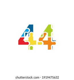 44 Puzzle number illustration. Vector Eps10