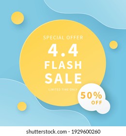 4.4 sale discount banner promotion. Trendy design template for advertisement, social media, business, fashion ads, etc. Vector illustration.