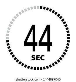 The 44 second countdown timer or digital counter timer clock vector icon. Stopwatch vector icon, digital timer.   For smartphone UI or UX countdown timer design.