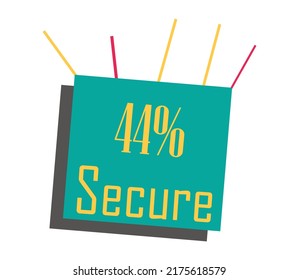 44 % Secure Sign Label Vektorgrafik und Illustration mit fantastischer Farbkombination in gelber Schrift auf grünem Hintergrund