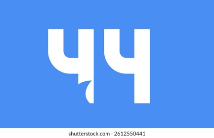 44 Shark Logo Number Simple Modern Blue