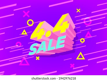 4.4 Shopping day sale poster or flyer design. 4.4 Crazy sales online.