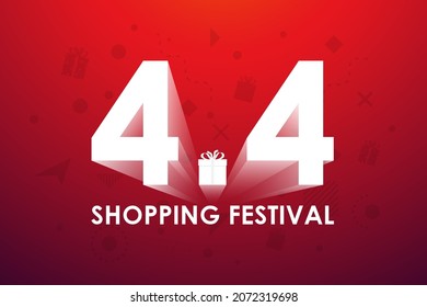 4.4 Shopping festival, Speech marketing banner design on red background. Vector illustration