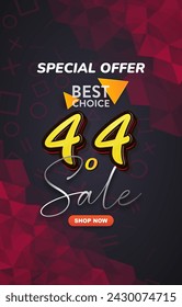 4.4 special best offer template banner with blank space for product sale with abstract gradient red and black background design
