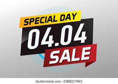 4.4 Spezielles Verkaufswort Vektorgrafik am Tag mit Band und 3D-Stil für die Verwendung von Landing-Page, Vorlage, i, Web, mobile App, Poster, Banner, Flyer, Hintergrund, Geschenkkarte, Coupon