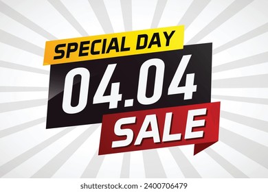 4.4 Special day sale word concept vector illustration with ribbon and 3d style for use landing page, template, ui, web, mobile app, poster, banner, flyer, background, gift card, coupon