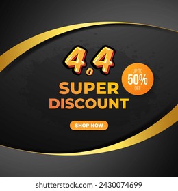 4.4 super discount sale template banner with blank space for product sale with abstract gradient black and orange background design 1