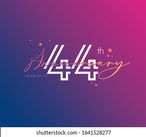 44 th Anniversary celebration logo, Icon template Vector.