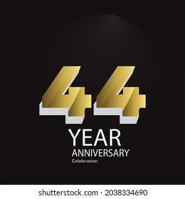 44 th anniversary event party. Vector illustration. numbers template for Celebrating.