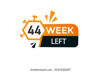 44 Woche links, Icon, Stile, Timer, Countdown, Uhr, Zeit, Hintergrund, Vorlage, 44 Wochen Countdown links, Aufkleber, Banner links, Geschäft, Verkauf, Label-Button
