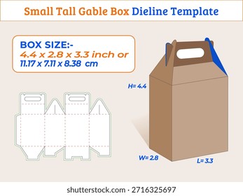 Kleine 4,4 x 2,8 x 3,3 Zoll große Giebelbox