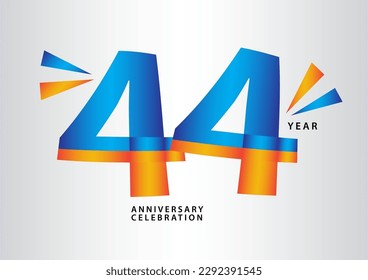 44 year anniversary celebration logotype vector, 44 number design, 44th Birthday invitation, anniversary logo template, logo number design vector, calligraphy font, typography logo, vector design