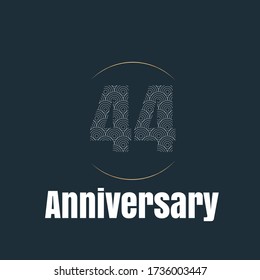 Celebración del 44 aniversario, diseño vectorial para celebraciones, tarjetas de invitación y tarjetas de felicitación