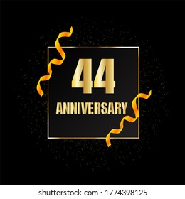Celebración del 44 aniversario, diseño vectorial para celebraciones, tarjetas de invitación y tarjetas de felicitación