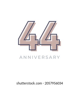 44 Year Anniversary Celebration Vector. Happy Anniversary Greeting Celebrates Template Design Illustration