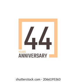 44 Jahre Jubiläumsfeier Vektor mit Square Shape. Gruß zum Jubiläum feiert Vorlagendesign-Illustration
