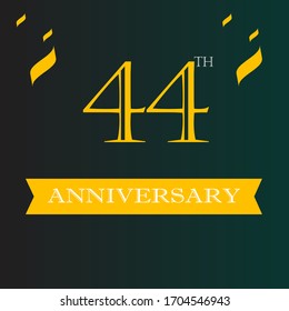 Plantilla de logo para el aniversario de 44 años, etiqueta de icono para el aniversario de 44 años, símbolo de fiesta para el aniversario de 44 años